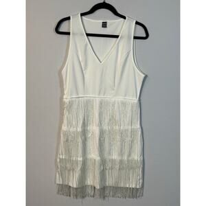 Shein White Fringe Dress Women’s Size XL Bridal Shower Bachelorette